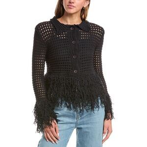 Reveriee Womens Open Knit Cardigan, Black